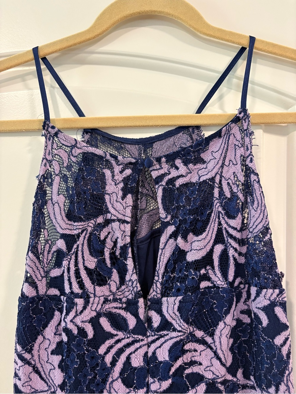 Francesca's Collections Lavender and Navy Lace Mini Dress - Picture 8 of 9